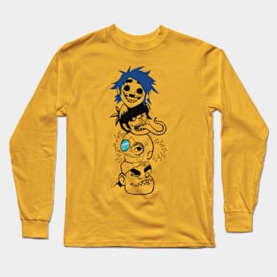 Gorillaz Band Fan Artwork Design PNG Long Sleeve T-Shirt